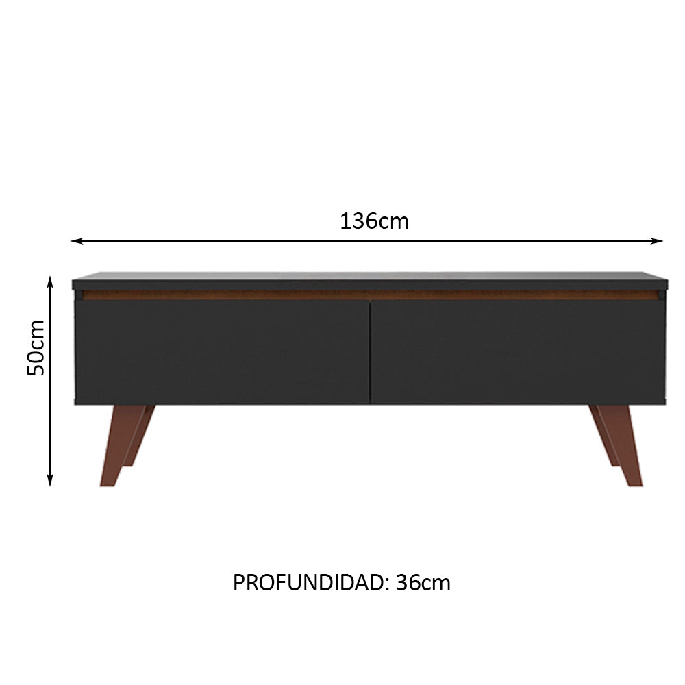 Rack para TV hasta 55 pulgadas 2 Puertas Le Mans Negro