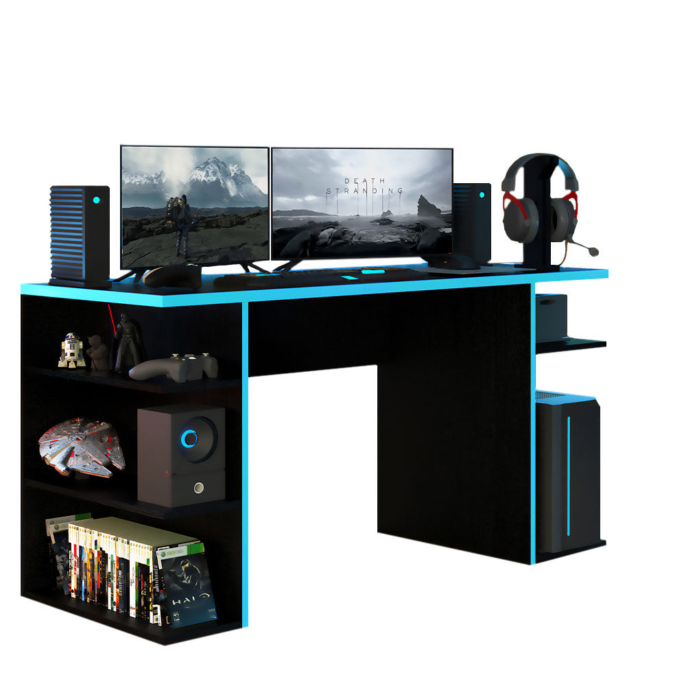 Escritorio Gamer 136 cm Negro/Azul Madesa