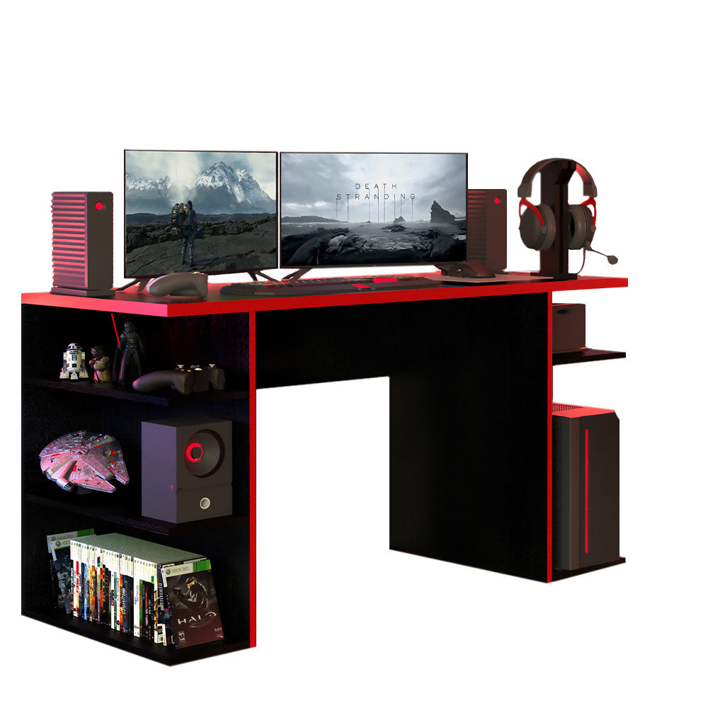 Escritorio Gamer Para PC y Consola Negro/Rojo