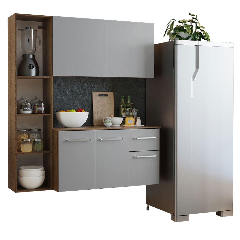 Combo completo de Cocina 120cm Marrón/Gris Easy