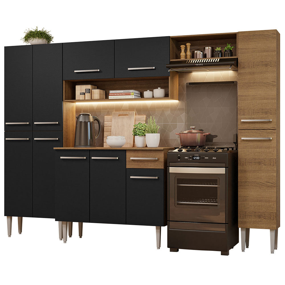 Combo completo de Cocina 261cm Emilly Hit Marrón/Negro