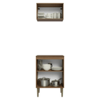 Kit Alacena y Bajo Mesada 60 cm 3 Puertas Marrón/Negro Lille Madesa