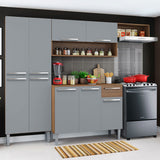 Combo completo de Cocina 229 cm 1 Cajón 9 Puertas Emilly Marrón/Gris