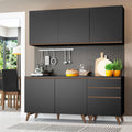 Cocina Compacta 180 cm 5 Puertas y 3 Cajones Negro Reims Madesa