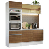 Cocina Compacta 180cm Blanco/Marrón Diamante 86