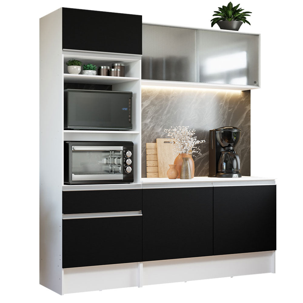Cocina Compacta 180 cm Blanco/Negro Topazio Madesa 86