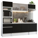 Combo Completo de Cocina 240 cm Blanco/Negro Topazio Madesa