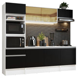 Combo Completo de Cocina 240 cm Blanco/Negro Diamante Madesa