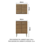 Kit Bajo Mesada y Armario 64 cm 4 Puertas Marrón Emilly Madesa