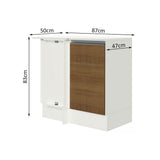 Bajo Mesada Cocina Esquinera 100% MDF con Mesada 1 Puerta Blanco/Marrón Smart Madesa