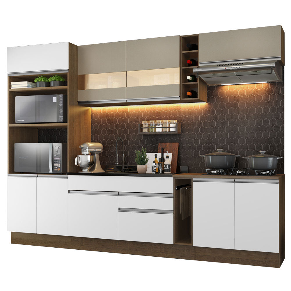 Combo Completo de Cocina 290cm Marrón/Blanco/Crema Vicenza Madesa