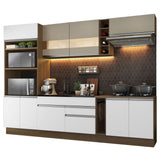 Combo Completo de Cocina 290cm Marrón/Blanco/Crema Vicenza Madesa