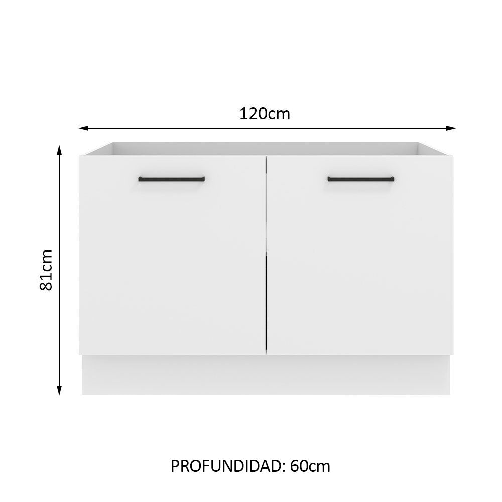 Bajo Mesada Cocina 120 cm x 60 cm, 2 Puertas Agata Blanco