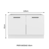 Bajo Mesada Cocina 120 cm x 60 cm, 2 Puertas Agata Blanco
