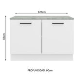 Bajo Mesada Cocina 120 x 60 cm 2 Puertas (Con mesada) Blanco Agata Madesa