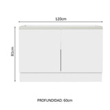 Bajo Mesada Cocina 120 x 60 cm 2 Puertas (Sin Mesada) Blanco Glamy Madesa