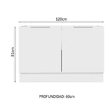 Bajo Mesada Cocina 120 x 60 cm 2 Puertas (Sin Mesada) Blanco Stella Madesa
