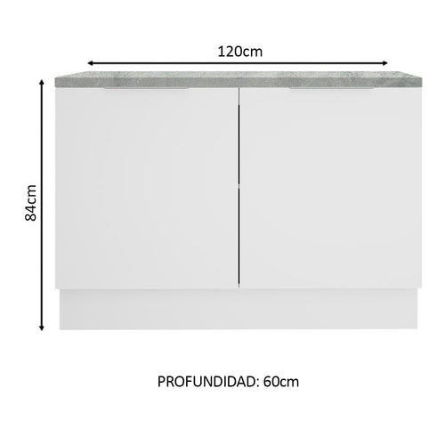 Bajo Mesada 120 cm 2 Puertas Blanco Stella Madesa