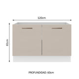 Bajo Mesada Cocina 120 cm x 60 cm, 2 Puertas Agata Blanco/Crema