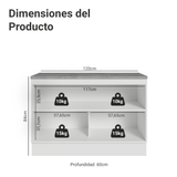 Bajo Mesada Cocina 120 x 60 cm 2 Puertas (Con Mesada) Blanco/Crema Vik Madesa