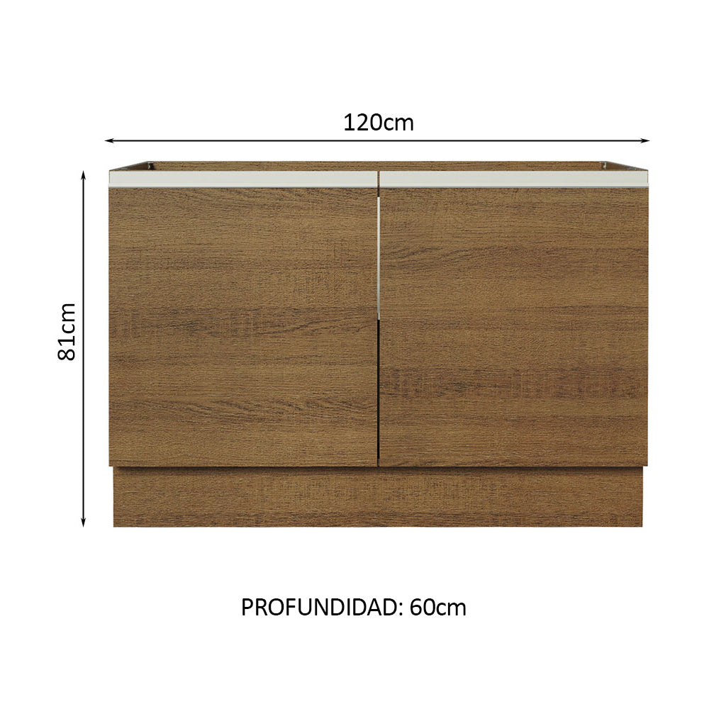 Bajo Mesada Cocina 120 x 60 cm 2 Puertas (Sin Mesada) Marrón Glamy Madesa