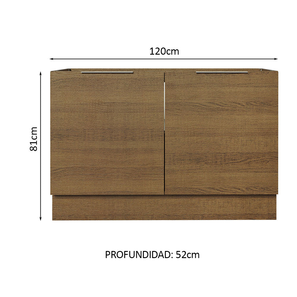Bajo Mesada Cocina 120 x 60 cm 2 Puertas (Sin Mesada) Marrón Stella Madesa