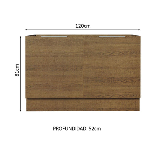 Bajo Mesada 120 cm 2 Puertas Sin Mesada Marrón Stella Madesa