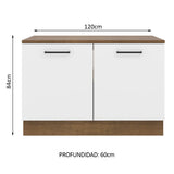 Bajo Mesada Cocina 120 x 60 cm 2 Puertas (Con Mesada) Marrón/Blanco Agata Madesa