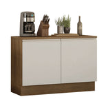 Bajo Mesada Cocina 120 x 60 cm 2 Puertas (Con Mesada) Marrón/Blanco Glamy Madesa