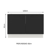 Bajo Mesada Cocina 120 x 60 cm 2 Puertas (Sin Mesada) Blanco/Negro Agata Madesa
