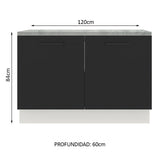 Bajo Mesada Cocina 120 x 60 cm 2 Puertas (Con Mesada) Blanco/Negro Agata Madesa