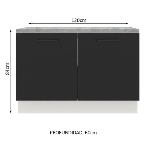 Bajo Mesada 120 cm 2 Puertas Blanco/Negro Agata Madesa