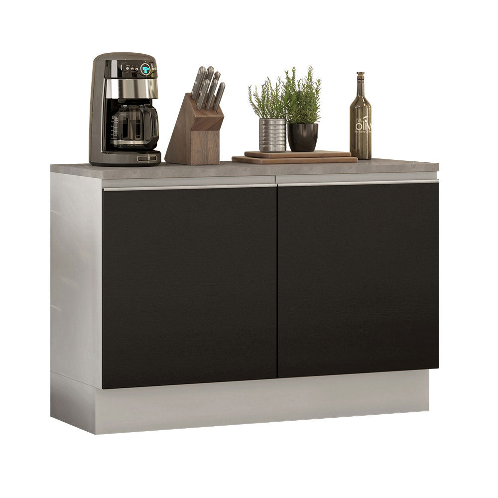 Bajo Mesada Cocina 120 x 60 cm 2 Puertas (Con Mesada) Blanco/Negro Glamy Madesa