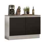 Bajo Mesada Cocina 120 x 60 cm 2 Puertas (Con Mesada) Blanco/Negro Glamy Madesa