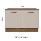 Bajo Mesada Cocina 120 x 60 cm 2 Puertas (Con Mesada) Marrón/Crema Agata Madesa