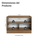 Bajo Mesada Cocina 120 x 60 cm (Sin Mesada) Marrón/Crema Vik Madesa