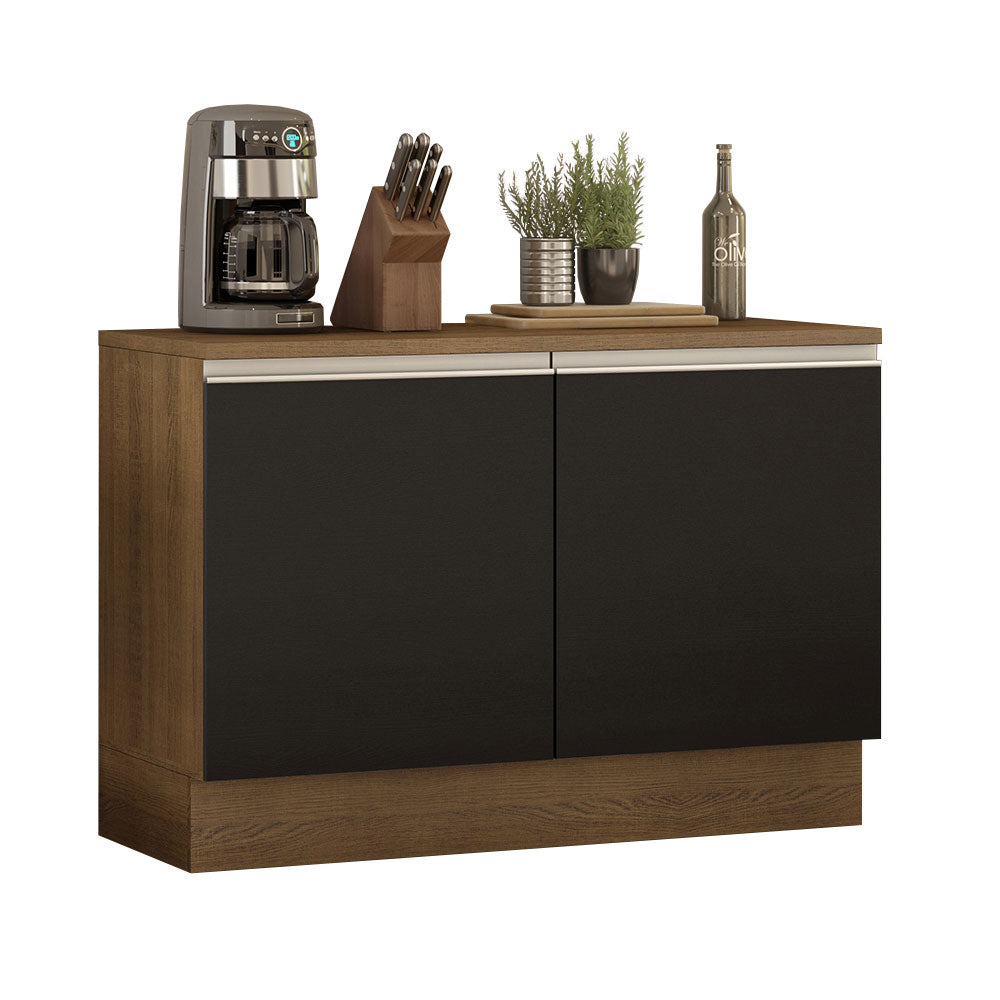 Bajo Mesada Cocina 120 x 60 cm 2 Puertas (Con Mesada) Marrón/Negro Glamy Madesa