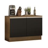 Bajo Mesada Cocina 120 x 60 cm 2 Puertas (Con Mesada) Marrón/Negro Glamy Madesa