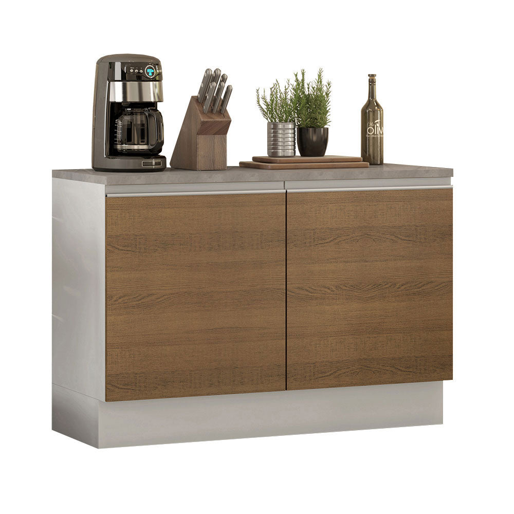 Bajo Mesada Cocina 120 x 60 cm 2 Puertas (Con Mesada) Blanco/Marrón Glamy Madesa