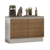 Bajo Mesada Cocina 120 x 60 cm 2 Puertas (Con Mesada) Blanco/Marrón Glamy Madesa