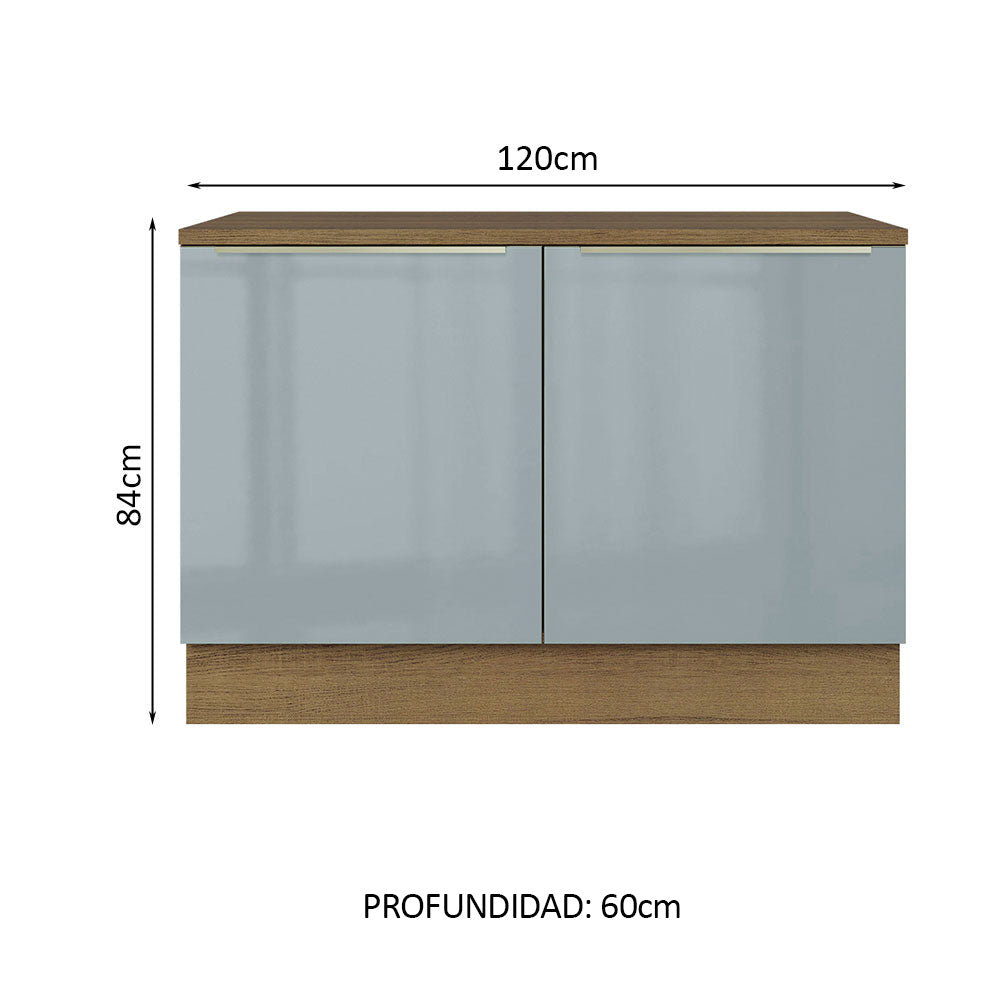 Bajo Mesada Cocina 120 cm x 60 cm, Sin cajones 2 Puertas Lux Marrón/Gris