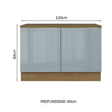 Bajo Mesada Cocina 120 cm x 60 cm, Sin cajones 2 Puertas Lux Marrón/Gris