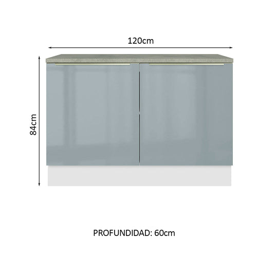 Bajo Mesada 120 cm 2 Puertas Blanco/Gris Lux Madesa