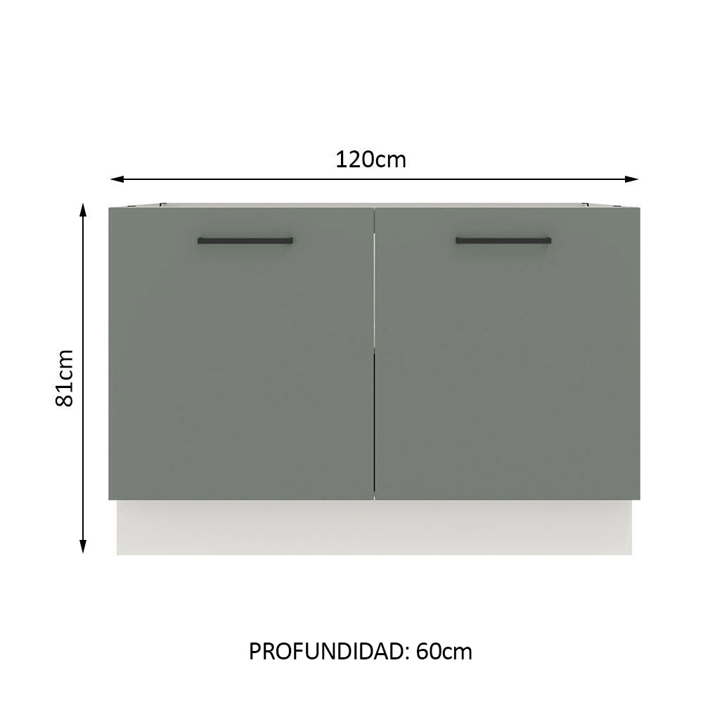 Bajo Mesada Cocina 120 x 60 cm 2 Puertas (Sin Mesada) Blanco/Gris Agata Madesa