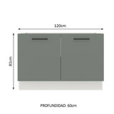 Bajo Mesada Cocina 120 x 60 cm 2 Puertas (Sin Mesada) Blanco/Gris Agata Madesa