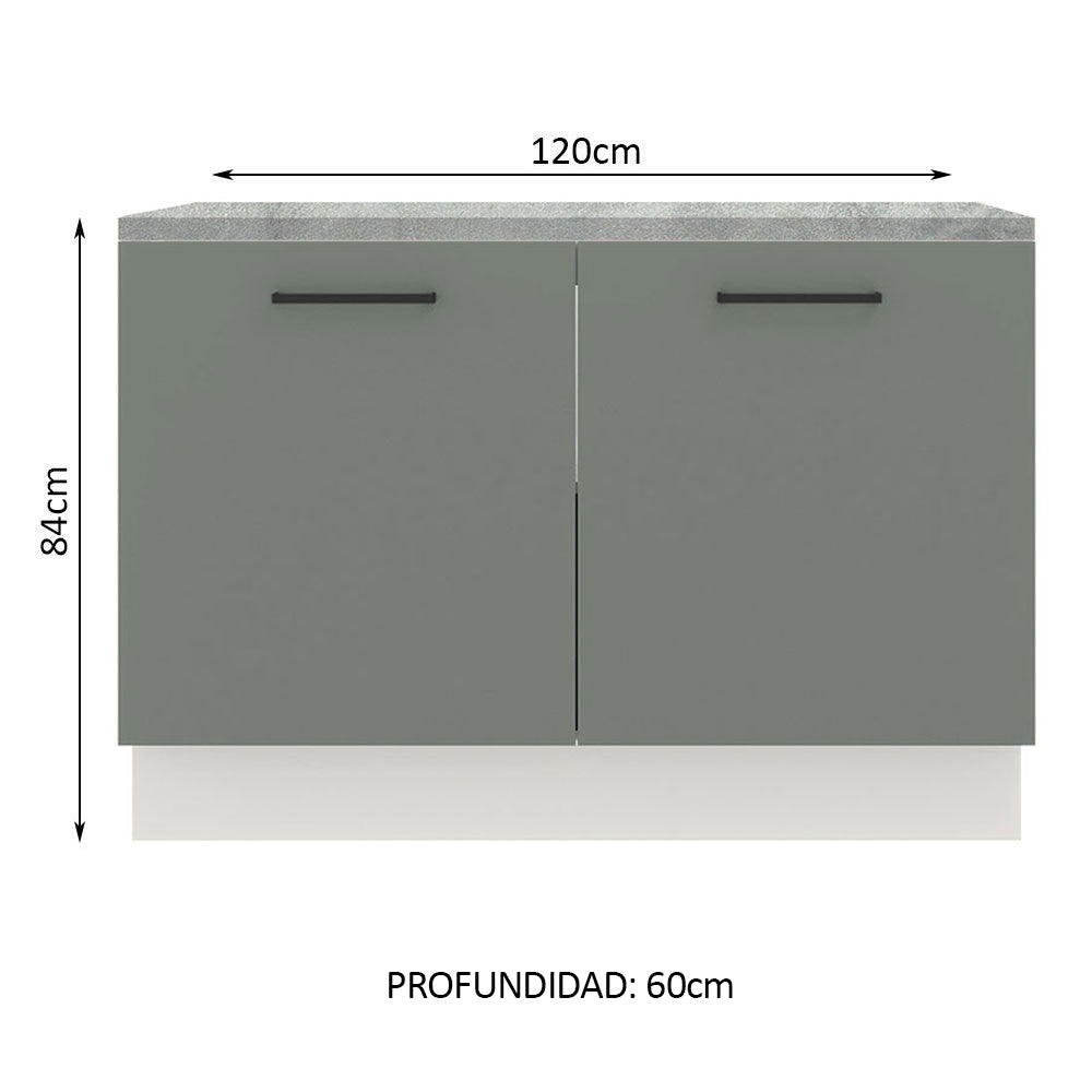 Bajo Mesada Cocina 120 x 60 cm 2 Puertas (Con Mesada) Blanco/Gris Agata Madesa