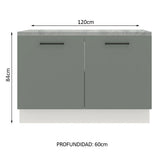Bajo Mesada Cocina 120 x 60 cm 2 Puertas (Con Mesada) Blanco/Gris Agata Madesa