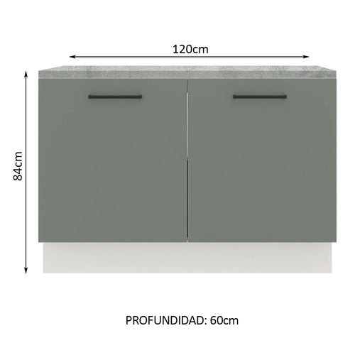 Bajo Mesada 120 cm 2 Puertas Blanco/Gris Agata Madesa