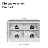 Bajo Mesada de Cocina 120 x 60 cm 2 Puertas (con Mesada) Blanco/Gris Vik Madesa
