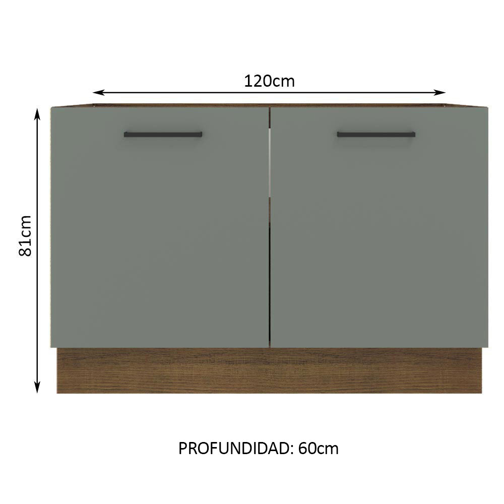 Bajo Mesada Cocina 120 x 60 cm 2 Puertas (Sin Mesada) Marrón/Gris Agata Madesa